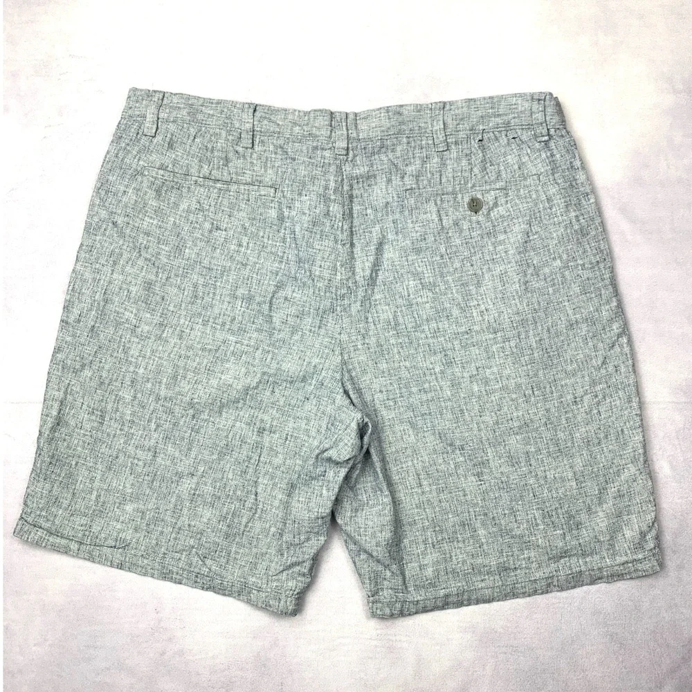 Banana Republic Aiden Short‎ Mens 38 Blue White Linen Blend Flat Front 543838-00